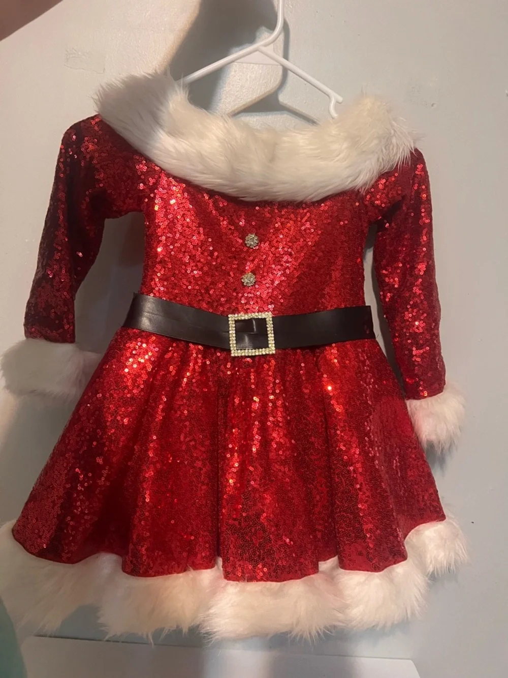 Holiday Sparkle Red Sequin Santa Dress for Kids